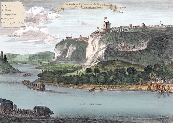 6 The Bansa or residence of the King of Kongo Sao Salvador Angola formerly capital of the Kingdom of Kongo 1745 Olfert Dapper and G. Child TM